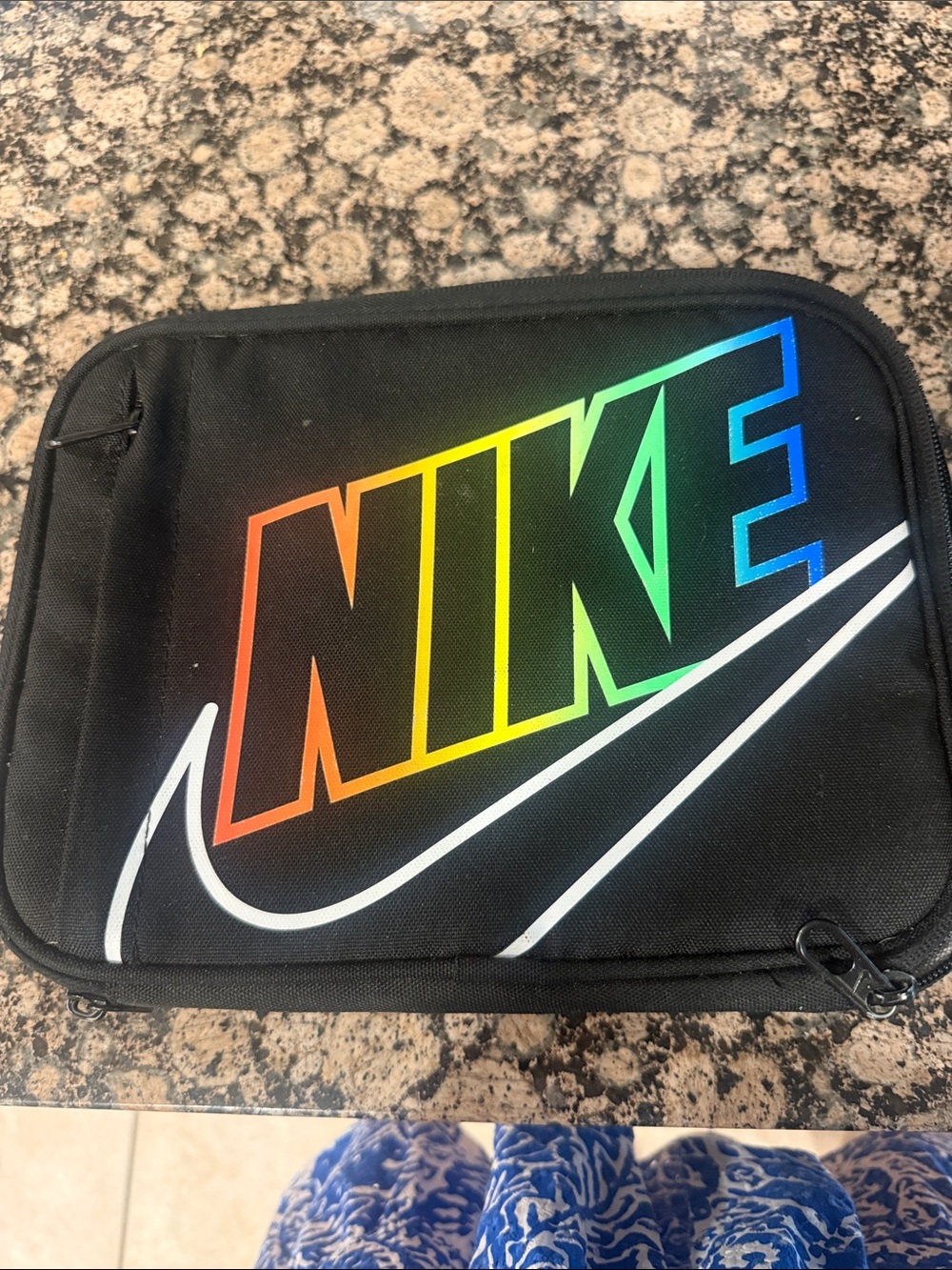Nike Black Toiletry Case with Rainbow NIKE Logo and White Swoosh